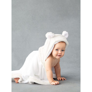 Little Giraffe Luxe Baby Towel With Ears, 24' X 41', Cream