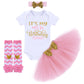 Its My 1St Birthday Outfit Baby Girl Romper Tutu Skirt Glitter Sequin Bowknot Headband Leg Warmers Clothes 4Pcs Set Cake Smash P