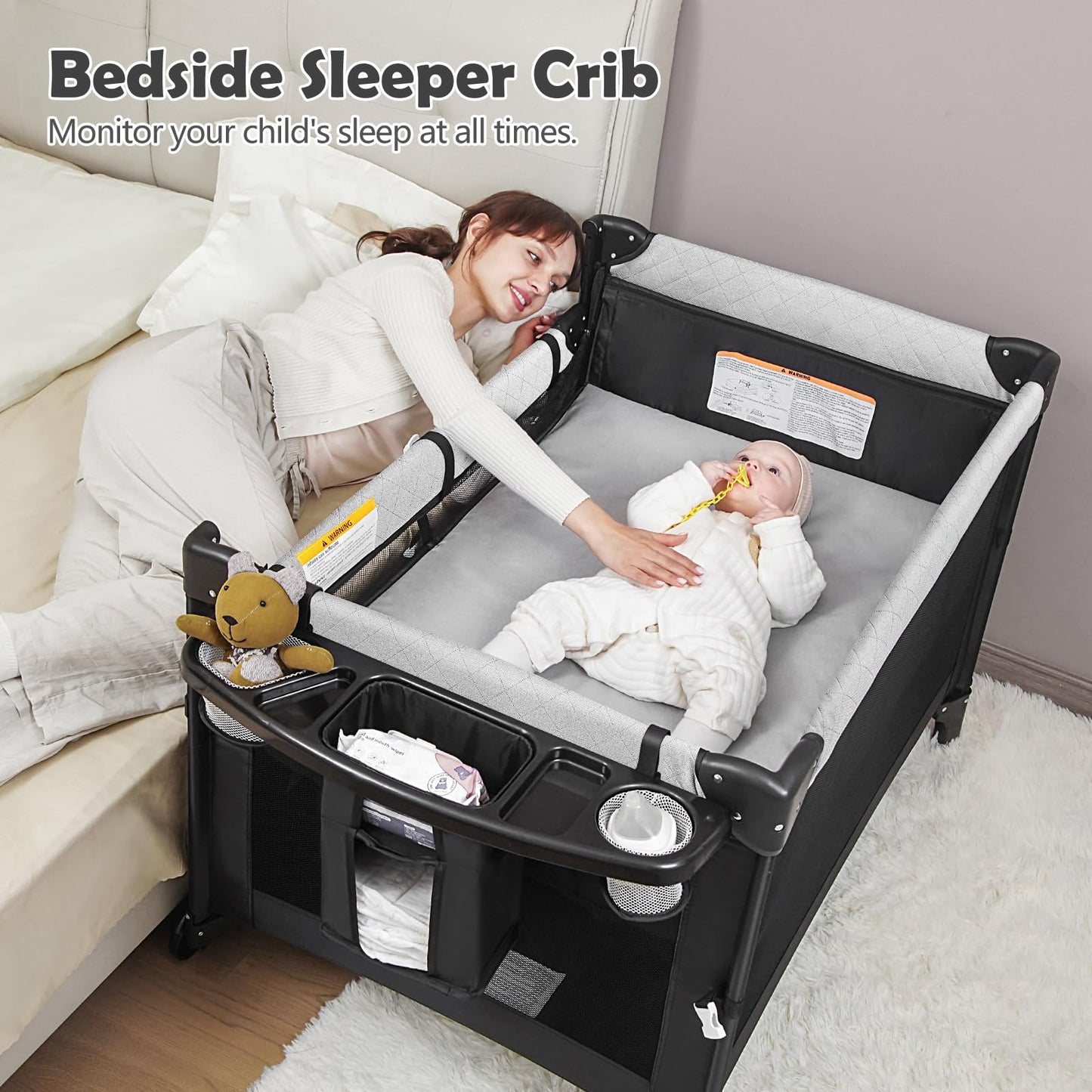 Pack And Play Baby Playpen With One-Hand Setup & Waterproof Mattress - Astm-Certified 360 Breathable Mesh, Foldable Travel-Ready