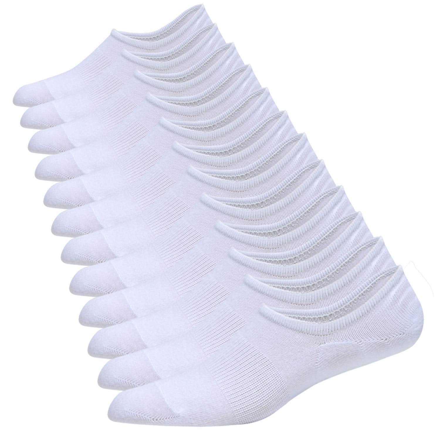 Mens No Show Socks Cotton Low Cut Ankle Short Casual Socks Men With Grips, White,6 Pairs, 610
