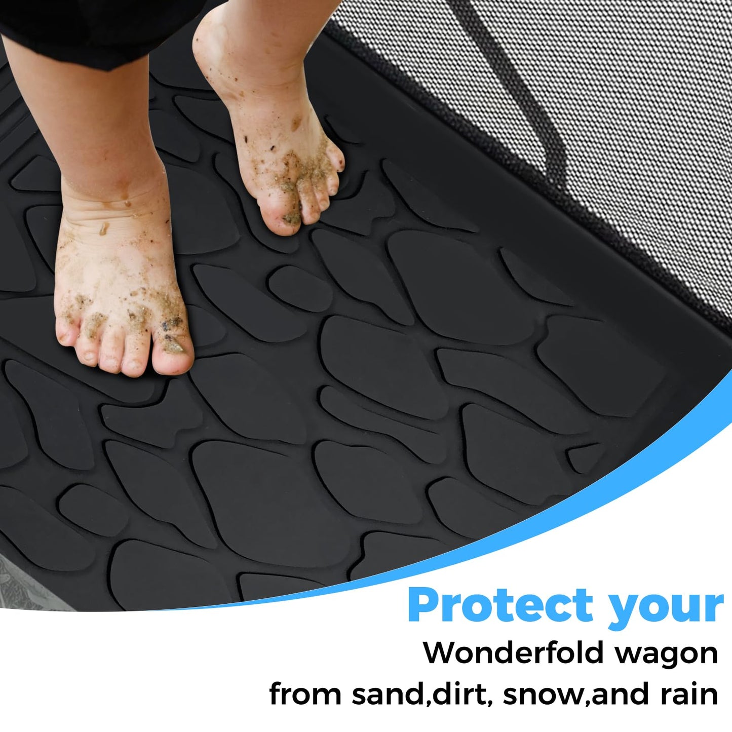 Myvikcar All Weather Mat For W2 Series, 30X16 Inch Foldable Silicone Stroller Wagon Floor Insert Pad With Two Hooks