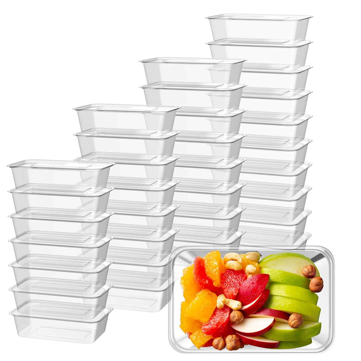 Bokon 360 Pcs Plastic Meal Prep Container With Lid Disposable Clear Lunch Containers Stackable Food Storage Container Box Spill 