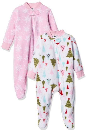 Hudson Baby Unisex Baby Fleece Sleep And Play, Sparkle Trees, 0-3 Months Us