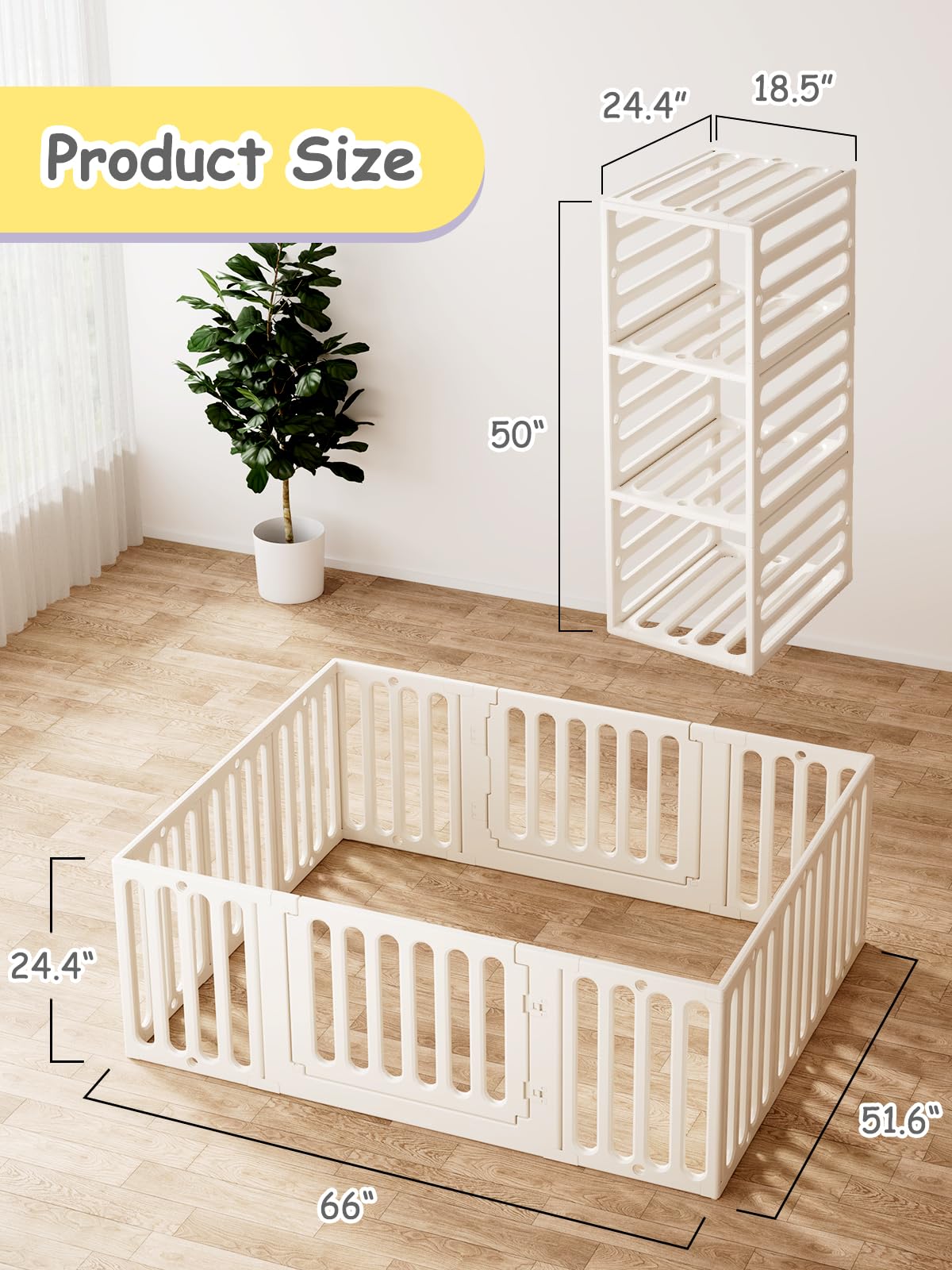 Vbaby Baby Playpen For Babies And Toddlers, 66' X 51' Plastic Baby Play Pen For Toddler 1-3, 12 Panels Large Baby Play Yard, I