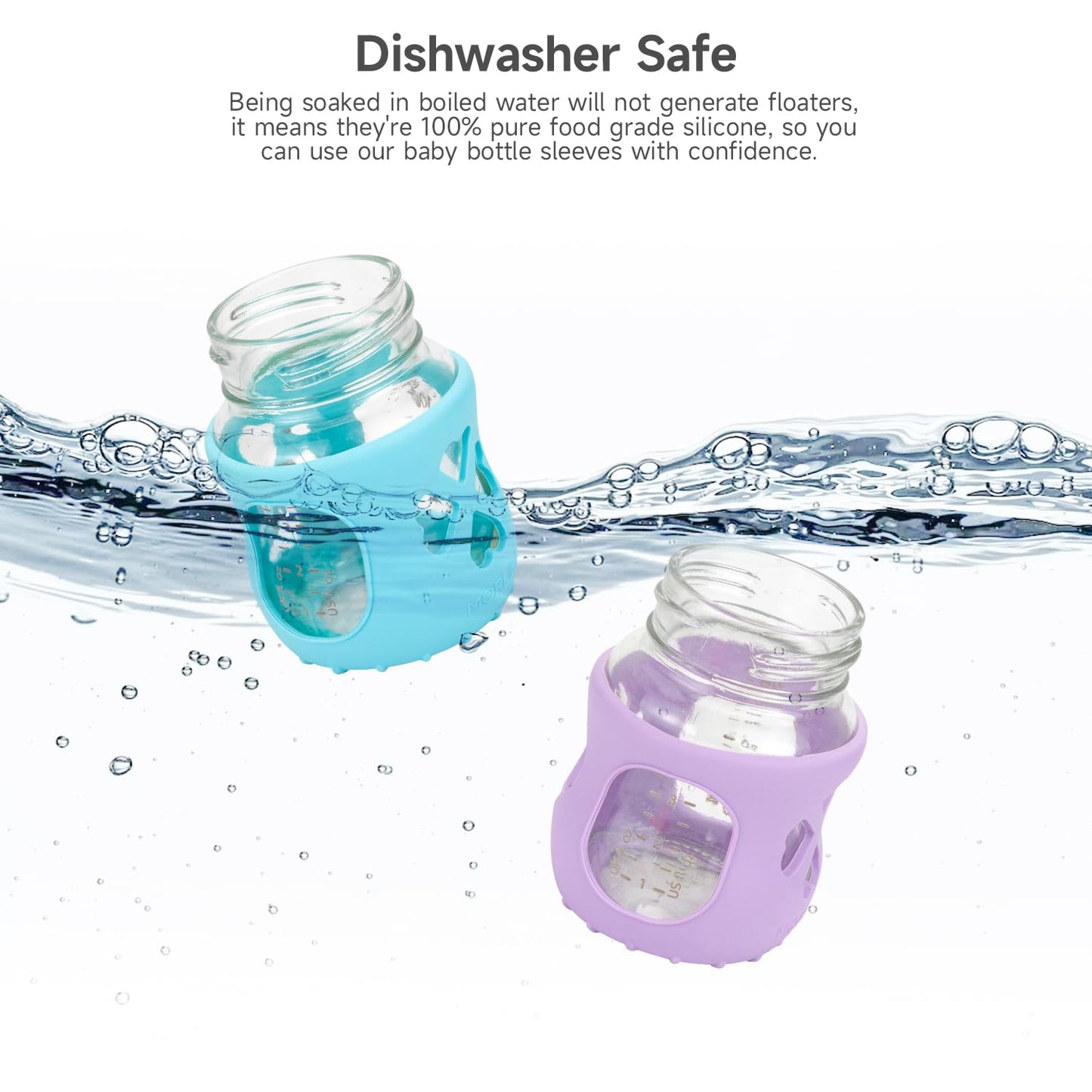 Morlike Silicone Baby Bottle Holder Sleeves Fit For Philips Avent Natural Glass Baby Bottles 4Oz, 100% Silicone Baby Bottle Cove