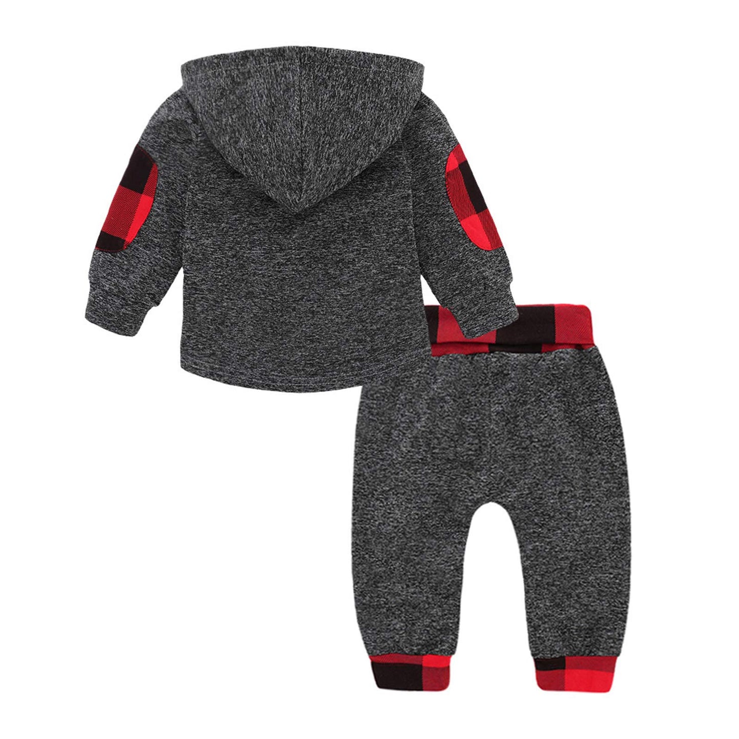 2T Boys Clothes Toddler Boy Cute Outfit Long Sleeve Hoodie Outfit Plaid Sweatshirt Pants Set Little Boy Clothes 2T 3T Red