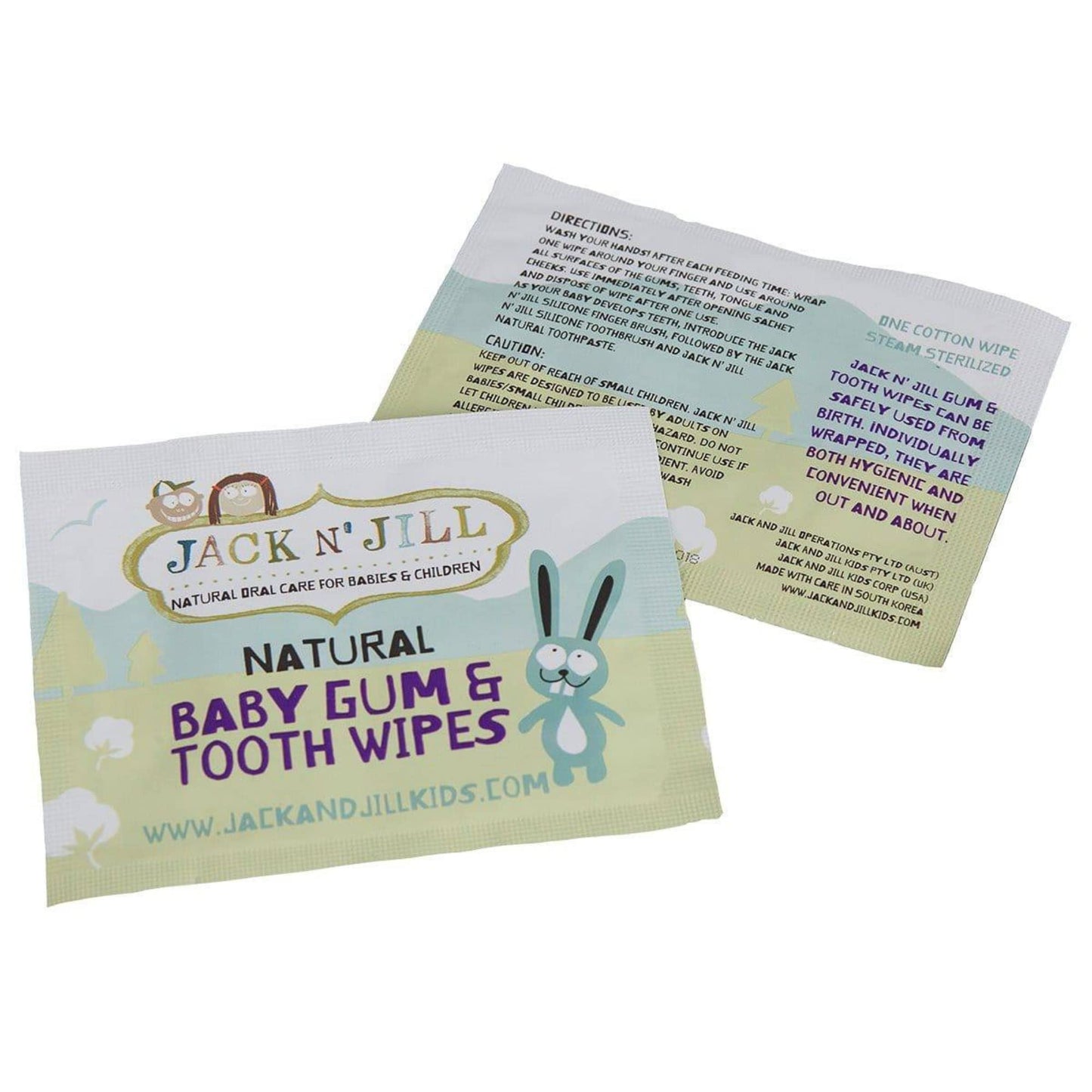 Jack N' Jill Baby Gum & Tooth Wipes - Natural & Safe, Contains Only Water & Xylitol, Soft Sterilized Cotton, Free From Fluoride