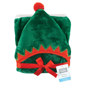 Hudson Baby Unisex Baby And Toddler Hooded Animal Face Plush Blanket, Elf, One Size
