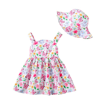 Baby Girl Clothes Summer Pink Dress Infant Boho Short Sleeve Dresses Floral Baby Outfit Baby Girl Gifts 3-6 Month Girl Clothes