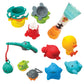 Infantino Splish & Splash Bath Play Set - Fishing Rod, Sea Pals, Bath Squirters, Stacking Cups, Fill & Spin Water Wand - Introdu