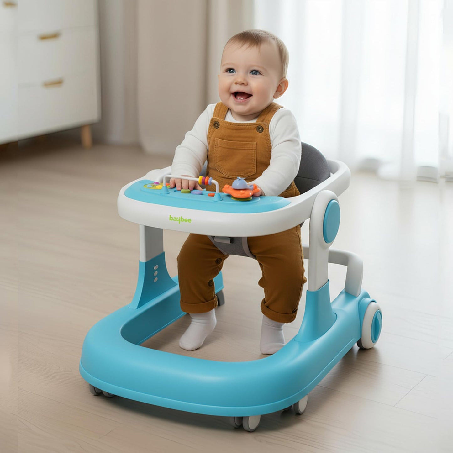 Baybee 2 In 1 Baby Walker For Kids With Adjustable Height & Wheel Lock | Activity Push Walker For Baby With Musical Toy Bar & St
