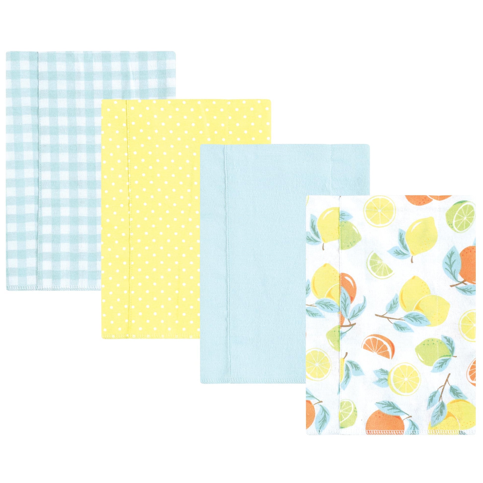 Hudson Baby Unisex Baby Cotton Flannel Burp Cloths, Citrus Mint, One Size