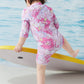 Umelok Infant Swimwear Girls One Piece Full Zip With Long Sleeve Upf 50+ Sun Protection Swimsuit Pink Flower,3M