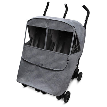 Manito Melange Twin/Double Stroller Weather Shield/Stroller Cover, Water-Repellent, Weather Protection for Rain, Snow, Wind & Co