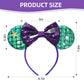 Seamoy Sequin Minnie Ears Headband,Mermaid Mouse Ears Hairband With Bow, Sparkle Rose Gold Classic Red Hair Accessory For Women