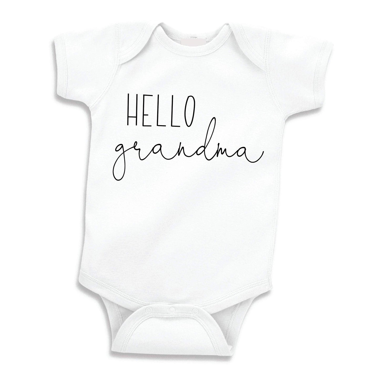 Bump And Beyond Designs Baby-Boys Hello Grandma Surprise Pregnancy Announcement Leotard To Grandma White, 0-3 Months