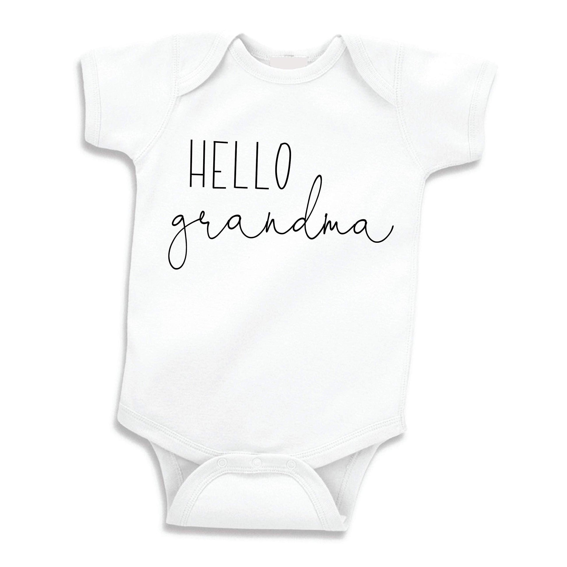 Bump And Beyond Designs Baby-Boys Hello Grandma Surprise Pregnancy Announcement Leotard To Grandma White, 0-3 Months