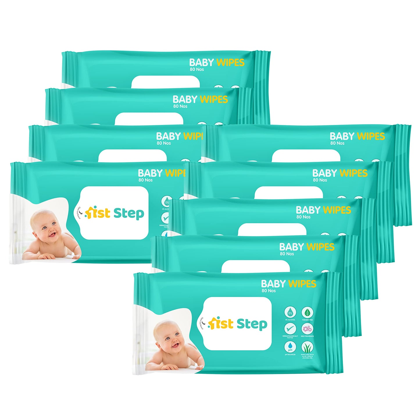 1St Step Baby Wet Wipes Enriched With AloeVera And Jojoba Oil (80Pcs, Pack Of 9)