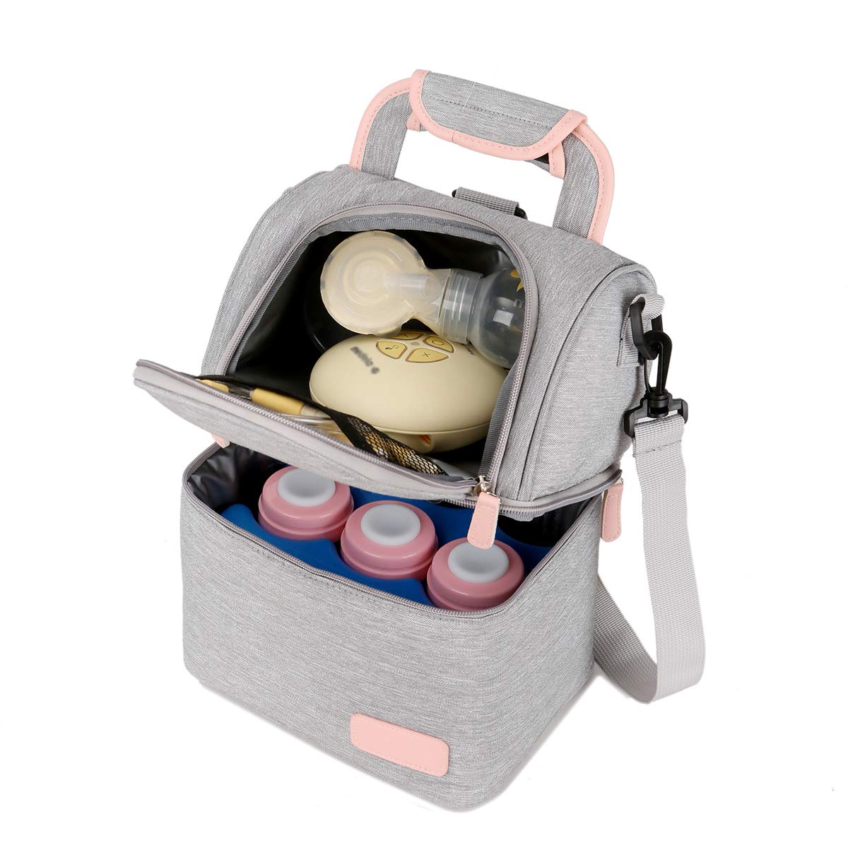 Meichoon Breast Pump Backpack Breastmilk Cooler & Insulated Baby Bottle Bag Waterproof - Portable Thermal Insulated Lunch Bag/La