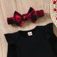Aalizzwell Newborn Infant Baby Girls Christmas Outfits Ribbed Bodysuit Romper Buffalo Plaid Pants Set Fall Winter Xmas Clothes 0