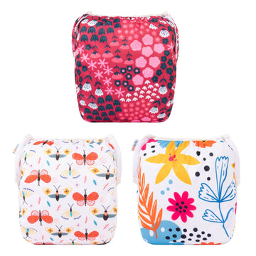 Alvababy Cloth Swim Diaper 3Pcs Baby/Toddler/Infant Snap Reusable Adjustable Swimming Diaper Baby Boy And Girl 3Swy32 Small (Pac