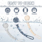 Tyry.Hu 3 Pack Silicone Pacifier Holder Clip With One Piece Beads For Boys And Girls, Soft Flexible Pacifier Clip, Rust-Free Bin