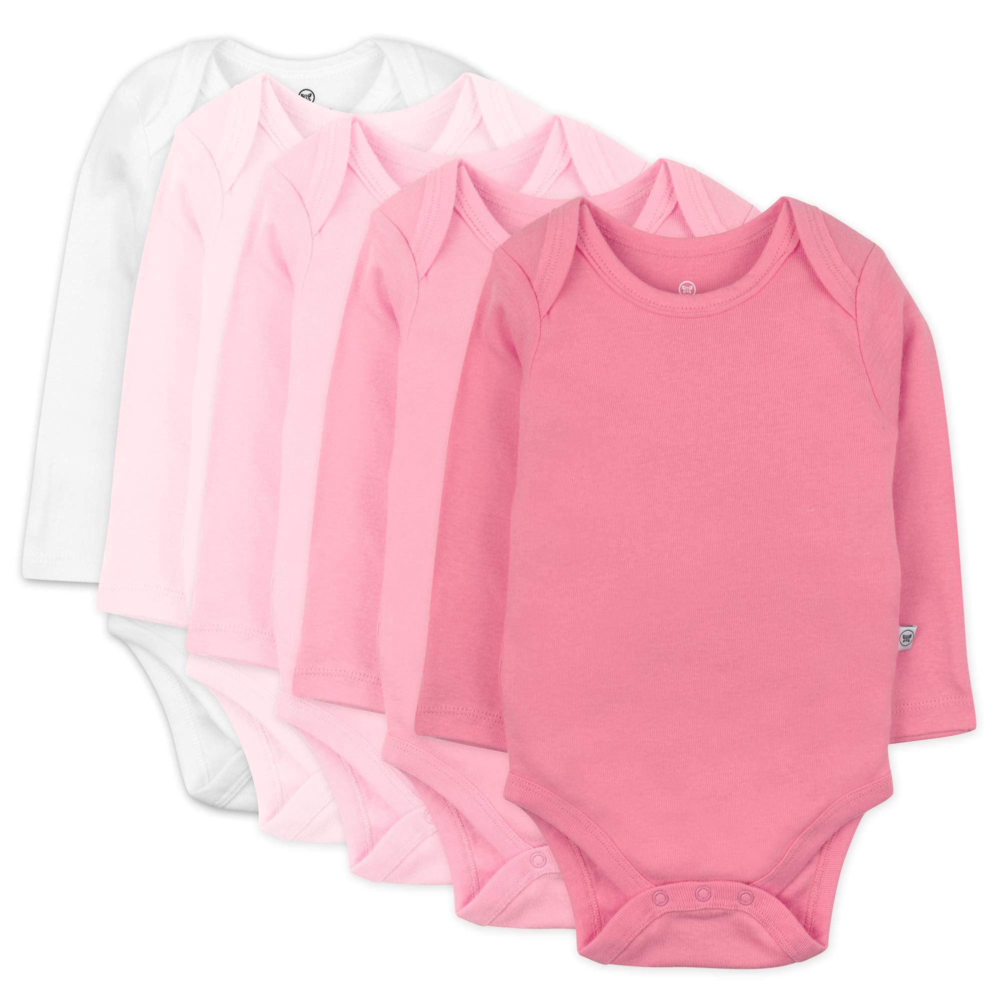 Honestbaby 5-Pack Organic Cotton Long Sleeve Bodysuits, Pink Ombre, 3- – Cutebab