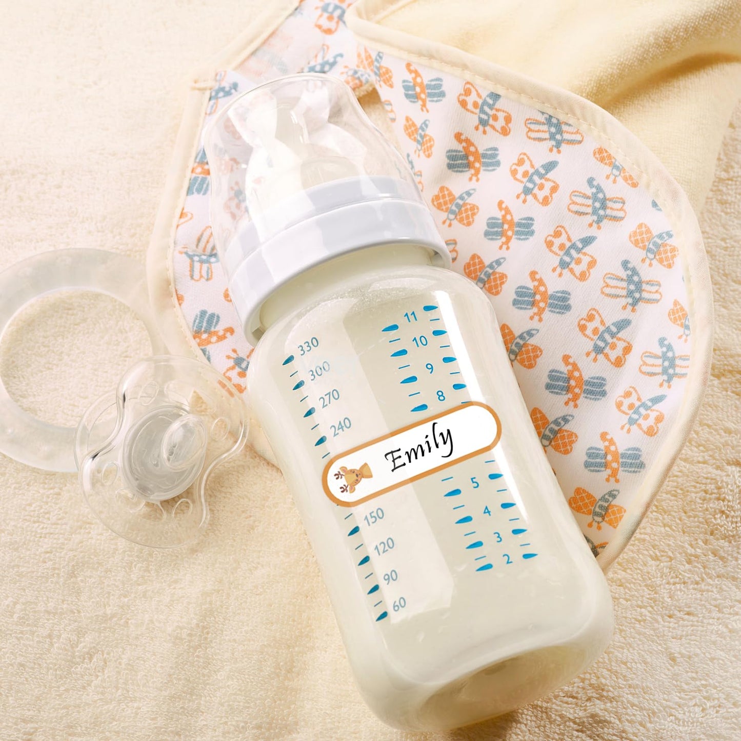 160 Pcs Baby Bottle Labels For Daycare, Waterproof Write-On Kids Name Labels, Self-Laminating Self-Adhesive Bottle Strickers For