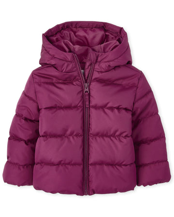 The Children'S Place Baby Girls And Toddler Medium Weight Puffer Jacket, Wind-Resistant, Water-Resistant Jacket, Purple Rose, 2T