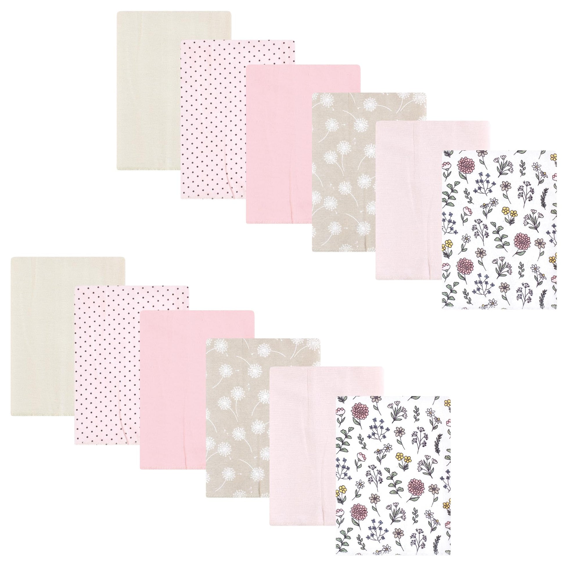 Hudson Baby Unisex Baby Flannel Burp Cloth 12Pk, Dandelion Wish, One Size