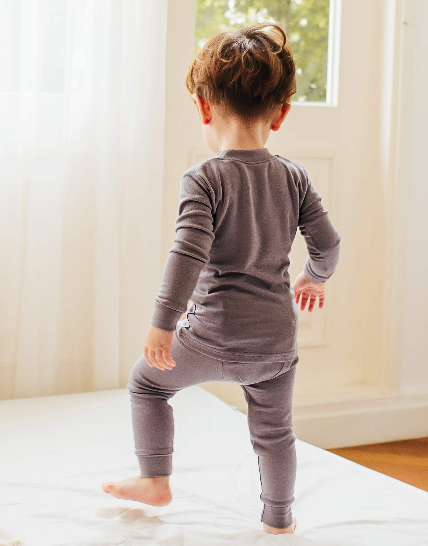 Vaenait Baby Kids Long Sleeve Modal Sleepwear Pajamas 2Pcs Set Modal Grey Xl