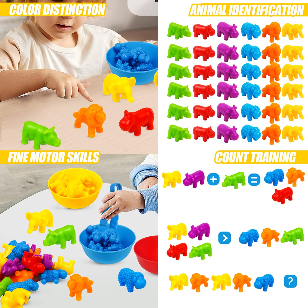 Skrtuan Counting Animal Montessori Toys for 3 4 5 Years Old Boys Girls, Matching Games Sensory Toys Fine Motor Skills Easter Bas