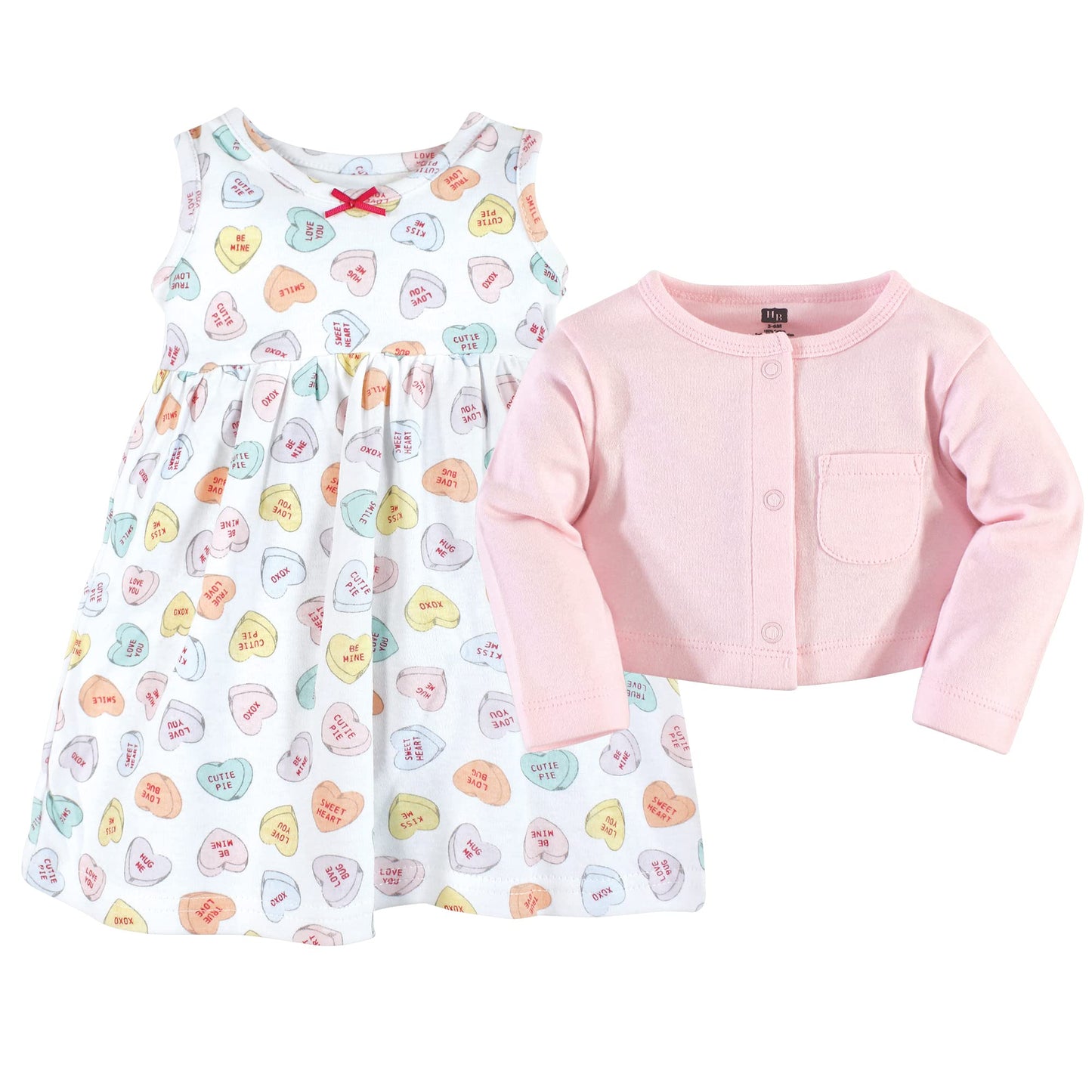 Hudson Baby Baby Girls' Cotton Dress And Cardigan Set, Be Mine Valentine, 9-12 Months