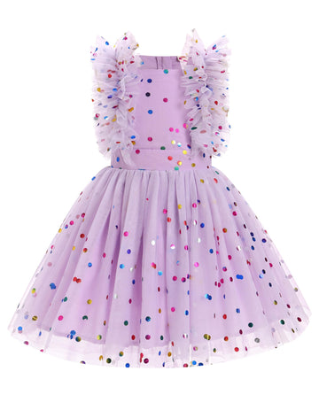 Ibtom Castle Girls Birthday Party Dress Confetti Princess Tulle Dress Toddler Flower Girl Wedding Pageant Dress Spring Easter Bo