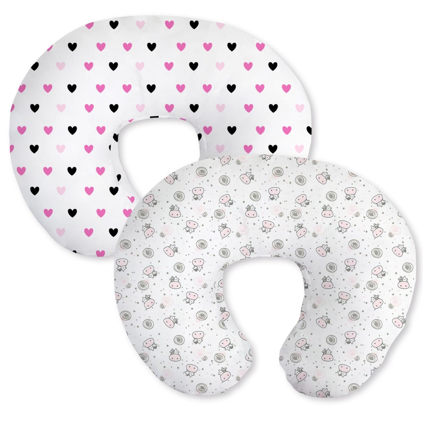 Little Grape Land Nursing Pillow Cover For Baby Girl, 2 Pack Soft Removable Breast Feeding Pillow Cover, 100% Cotton Nursing Pil