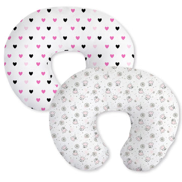 Little Grape Land Nursing Pillow Cover For Baby Girl, 2 Pack Soft Removable Breast Feeding Pillow Cover, 100% Cotton Nursing Pil