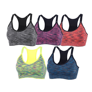 Yeyele Women 5 Pack Adjustable Straps And Removable Pads Tank Top Seamless Racerback Sports Bra