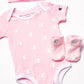 Champion Unisex Baby 3-Pc Box Set Includes An Infant Body Suit, A Bib Or Hat & Pair Of Booties In Colors And Size 0-6M, All Over