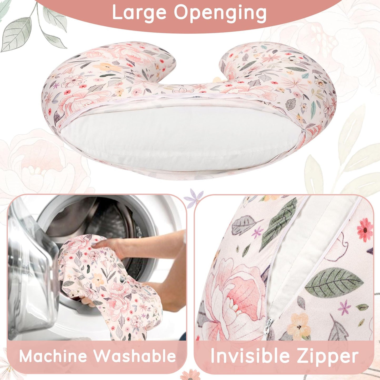 Baby Nursing Pillow Cover, Removeable Breastfeeding Pillow Slipcover, Nursing Pillow Case For Newborn Boys Girls, Soft Fabric Fi