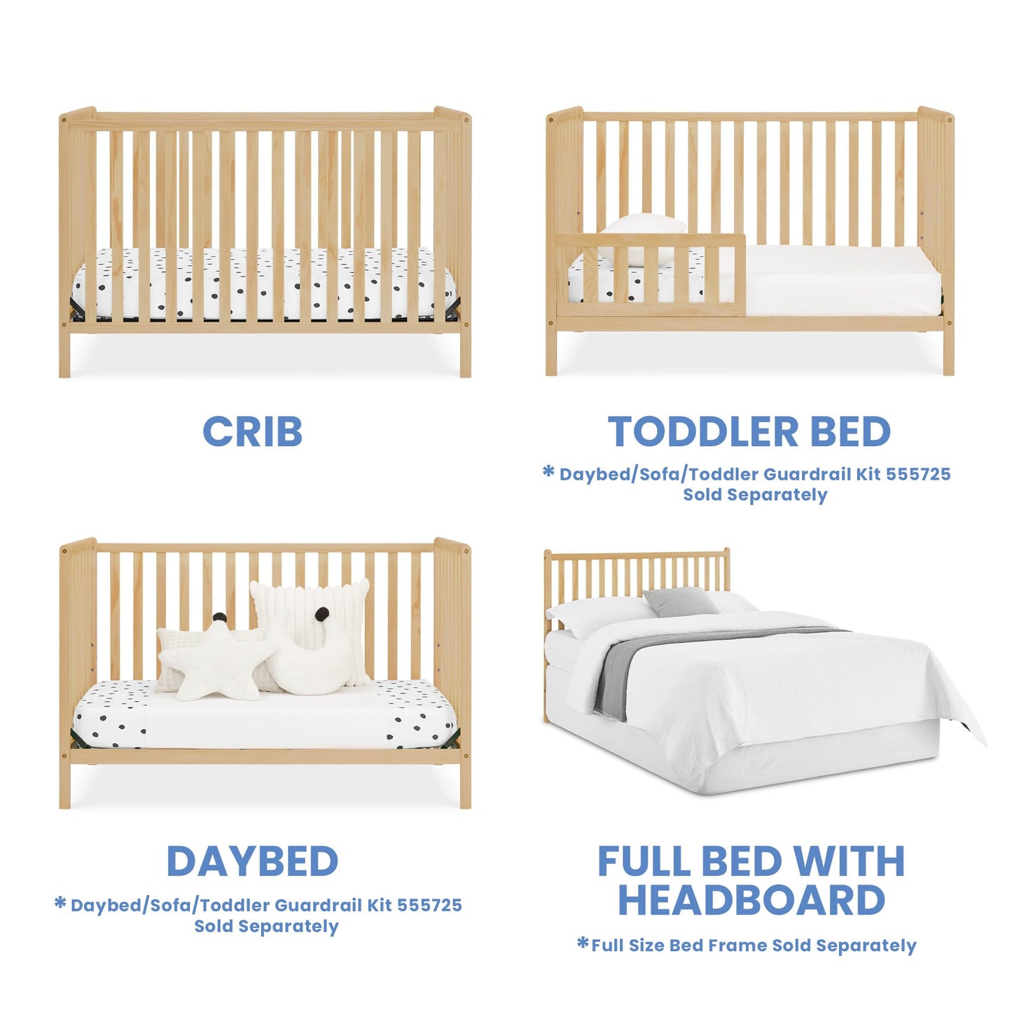 Delta Children Heartland 4-In-1 Convertible Crib, Natural