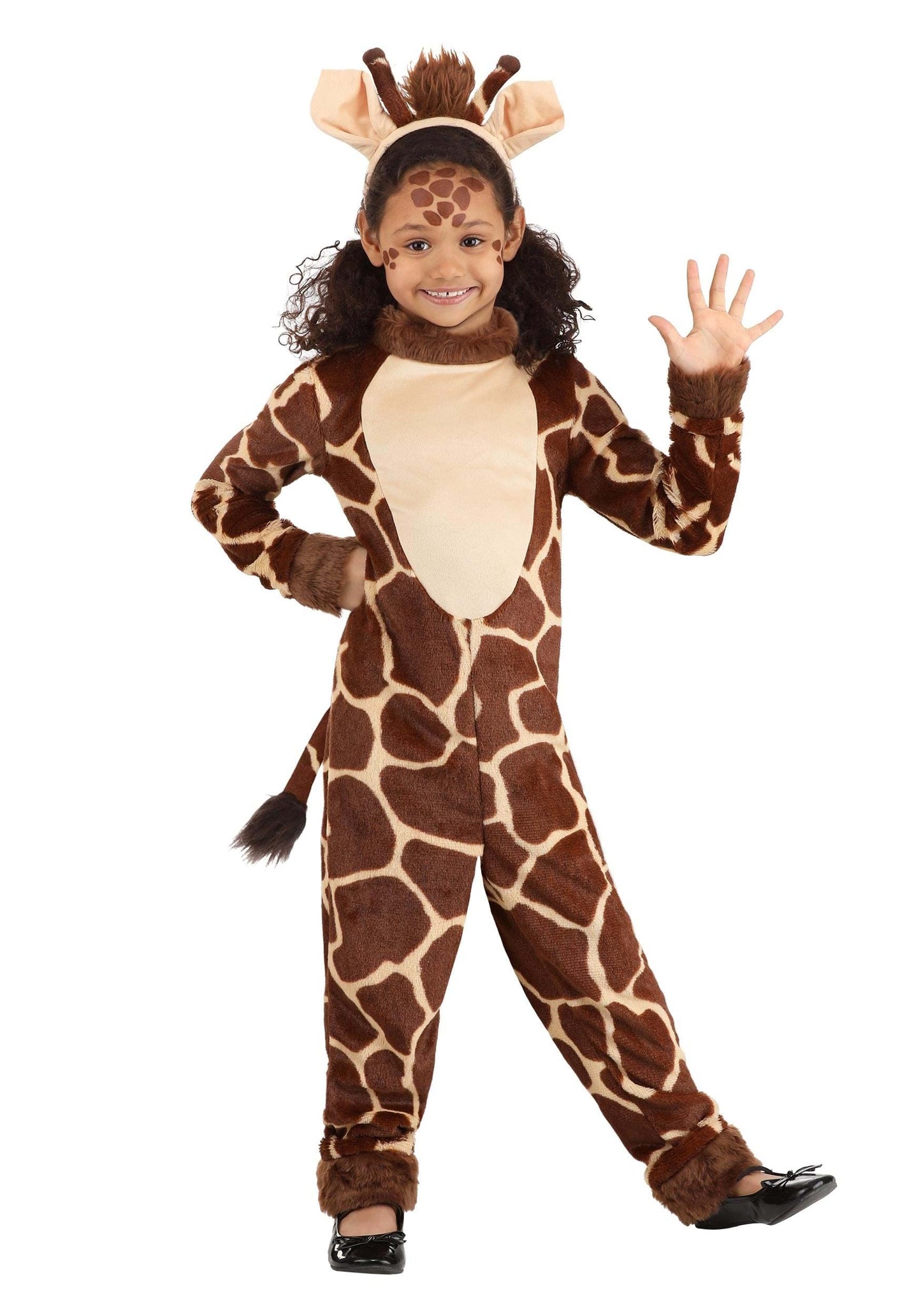 Girl'S Giraffe Costume With Headband - Kid'S Giraffe Jumpsuit - Child Safari Zoo Animal Halloween Costume L
