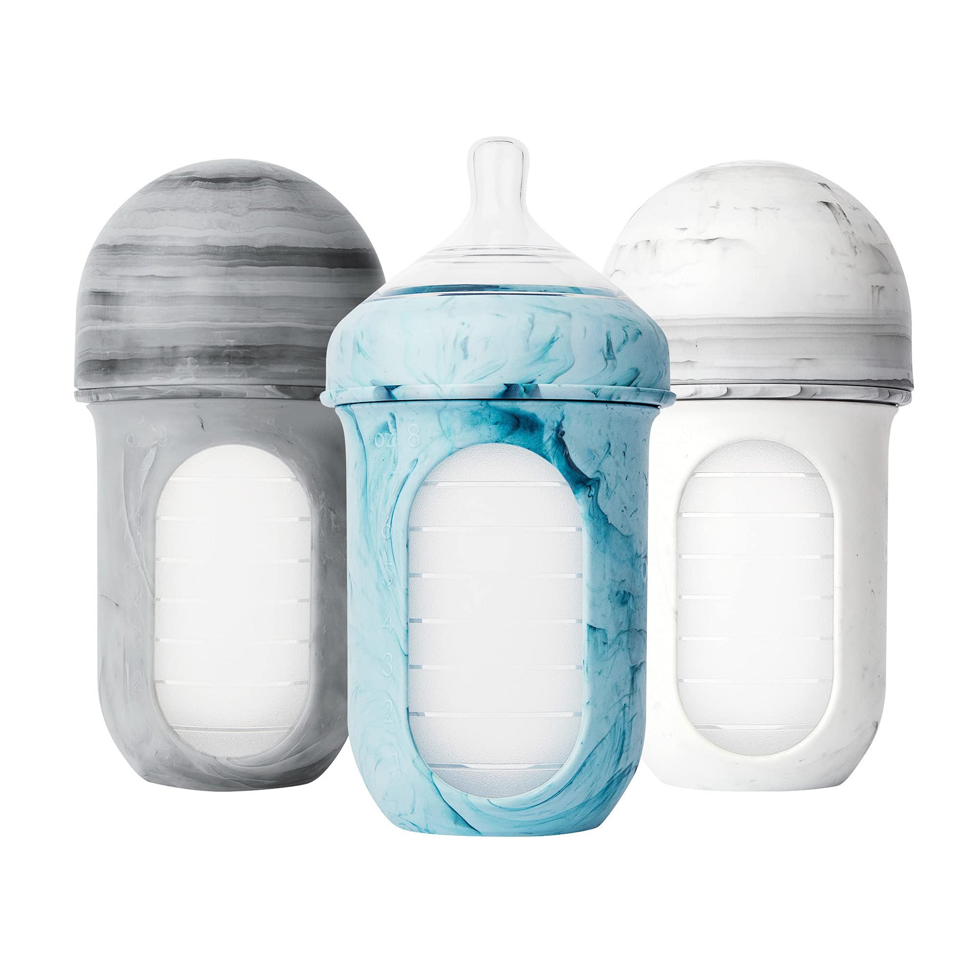 Boon Nursh Reusable Silicone Pouch Baby Bottles - Medium Flow Nipple - Silicone Baby Bottle Pouch And Nipple - Baby Feeding Esse