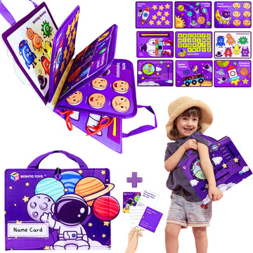 BOGITO TOYS Space Busy Board for Toddlers 1+ Years, Montessori Sensory Activity Board, STEM Learning Toy for Kids 3-5, Education
