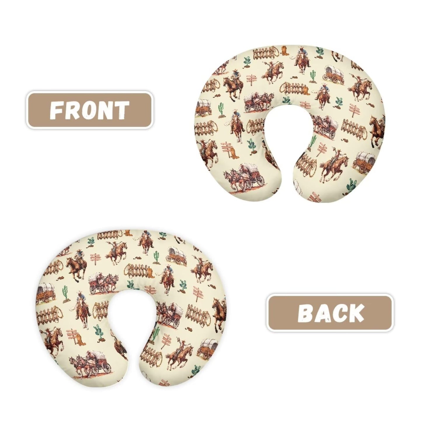 Tongluoye Western Cowboy Horse Nursing Pillow Cover For Boy Girl Breastfeeding Pillow Slipcovers Stretchable Newborn U-Shaped Br