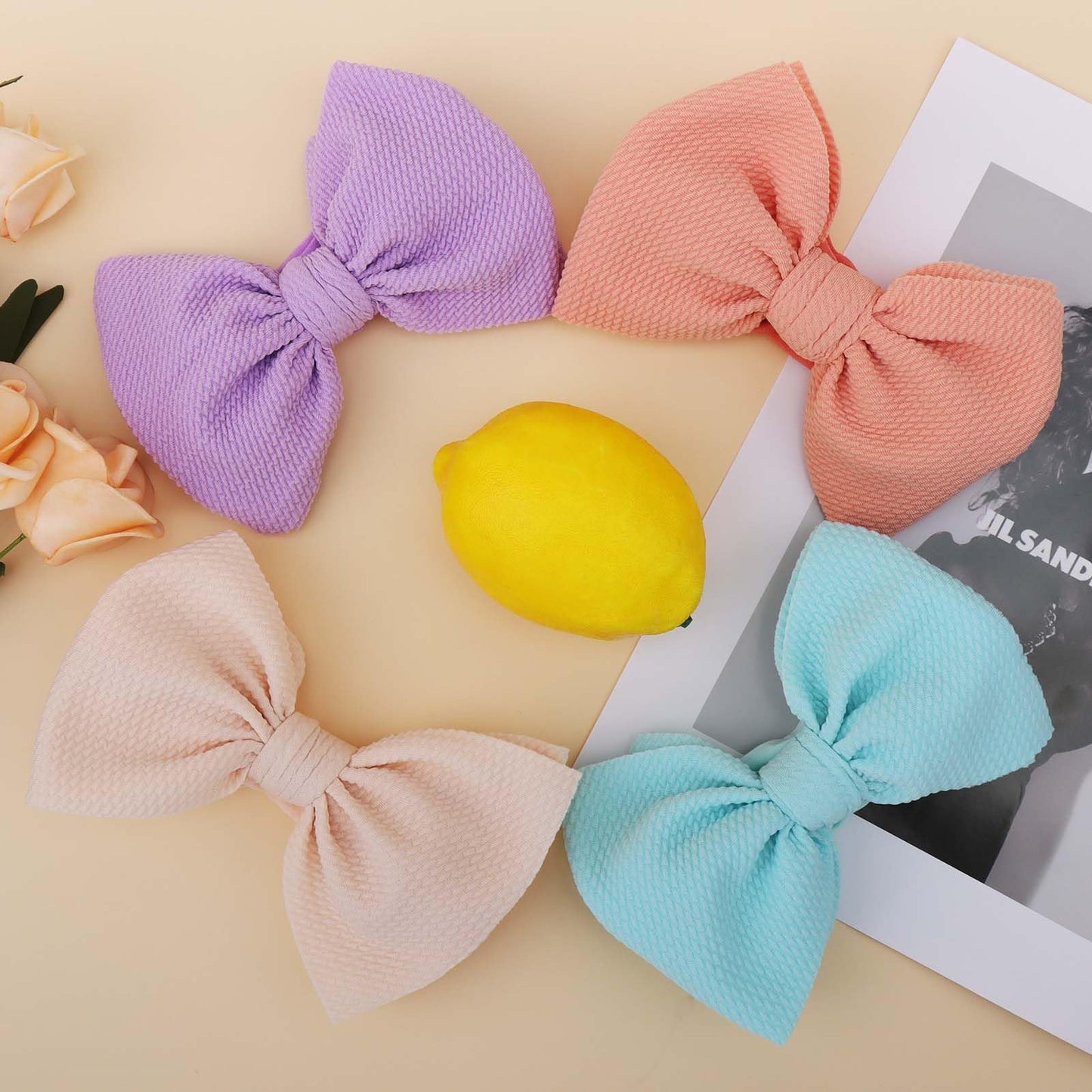 Oneninedream Handmade Large Knot Tied Bow Headband - Stretchy Nylon Soft Elastic Wide Headwraps For Newborns In 12 Colors