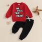 Baby Boy Fall Clothes Set Long Sleeve Letter Print Sweatshirt Pants Valentines Day Outfits 6 12 18 24 Months 2T (Heart Red, 6-12