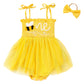 Titkkop Baby Girl 1St Birthday Clothes One Year Old Tulle Romper Sleeveless Bodysuit Cake Smash Outfits(Yellow,9-12M)