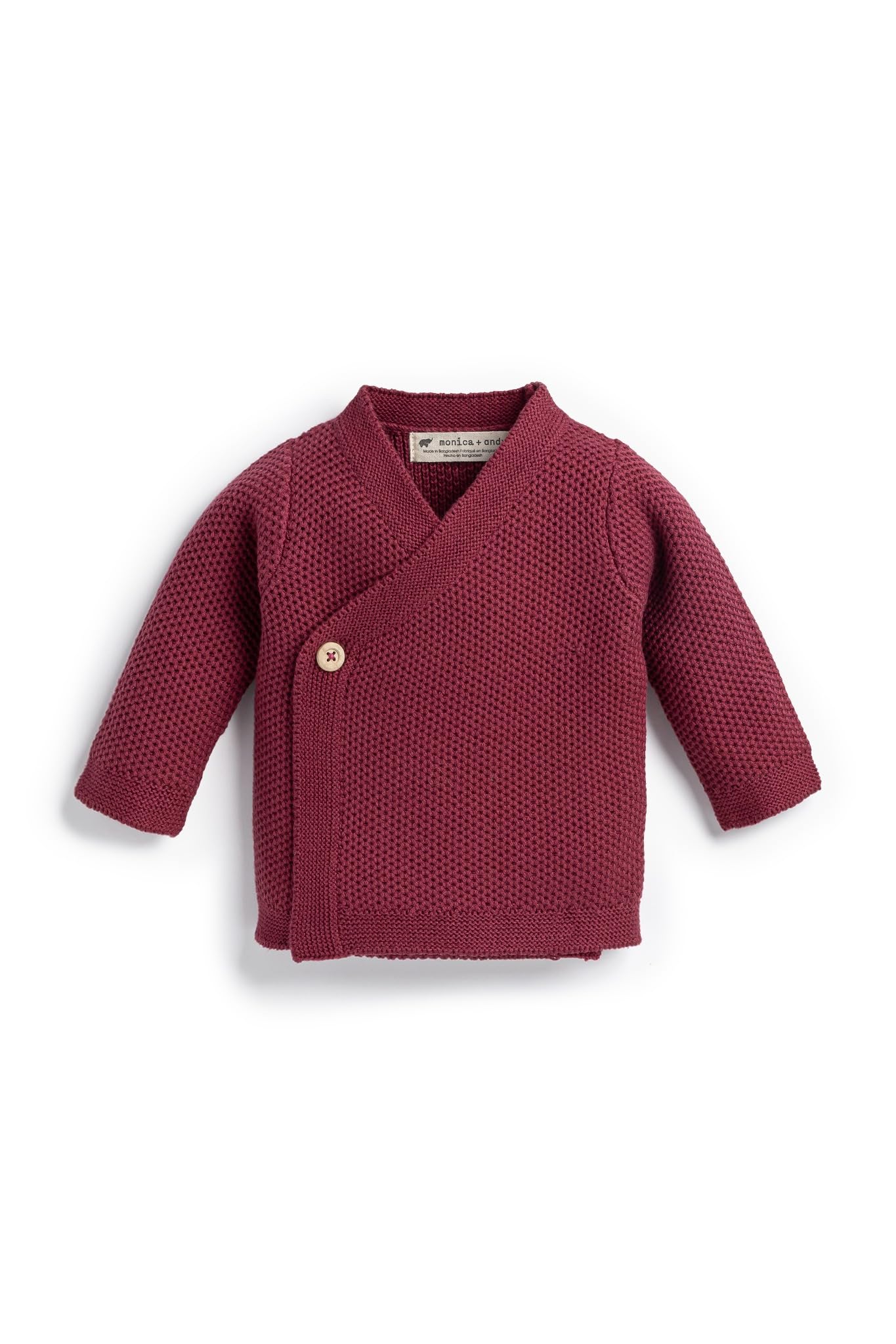 MONICA + ANDY Lucky Baby Cardigan, Size 12-18 Months, Plum Purple, 100% Organic Baby Clothes for Girls, Button Wrap Cardigan, Su