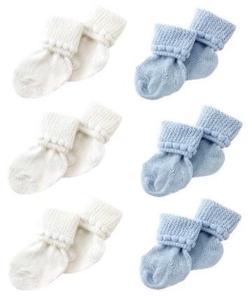 Nurses Choice Blue & White Newborn Baby Socks Includes 6 Pairs Of Cotton Socks