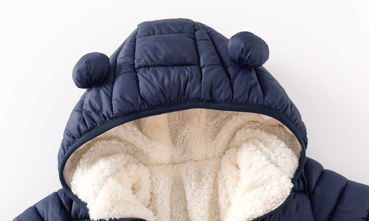 Cecorc Winter Coats For Kids With Hoods Light Puffer Jacket For Girls, Boys | Baby, Infants, Toddlers, 2T,Navy(With Fleece Insid